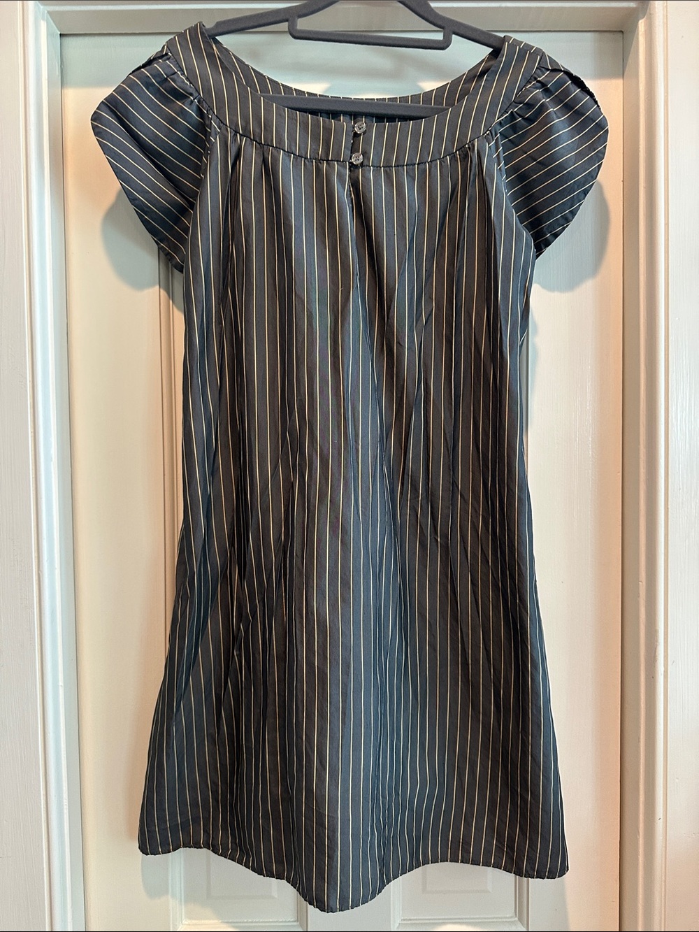 Steven Alan Navy Pinstripe Short-Sleeve Shift Dress